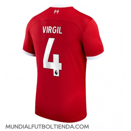 Camiseta Liverpool Virgil van Dijk #4 Primera Equipación Replica 2023-24 mangas cortas